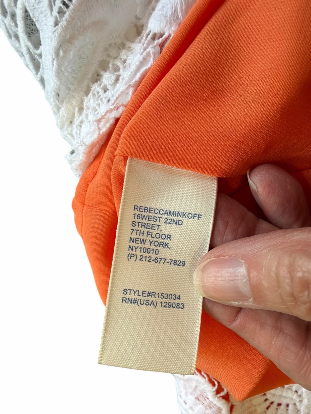 Rebecca Minkoff Orange & White Lace Pencil Skirt Size 4 - Picture 3 of 8
